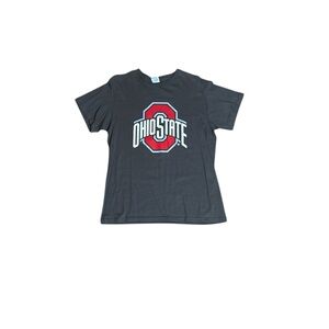 Gray Short Sleeve Tee with Red Ohio State Logo